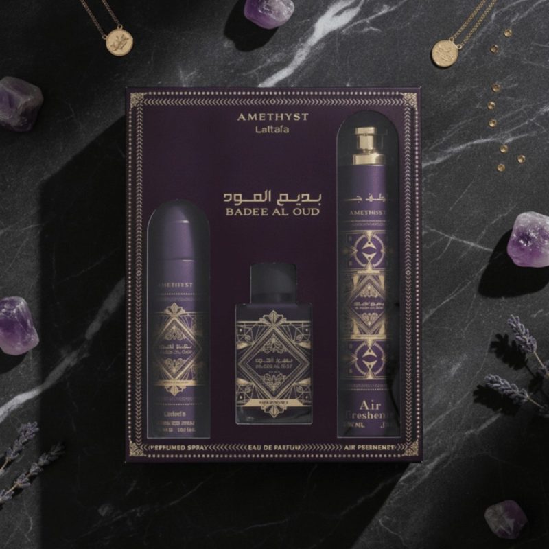 Lattafa Amethyst Gift Set – Bade’e Al Oud 3 Piece Set