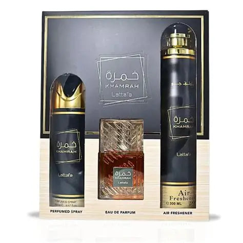khamrah.jpg Khamrah- Lattafa Pride Gift Set (300ml + EDP 100 ML + Perfume Spray 200 ML)