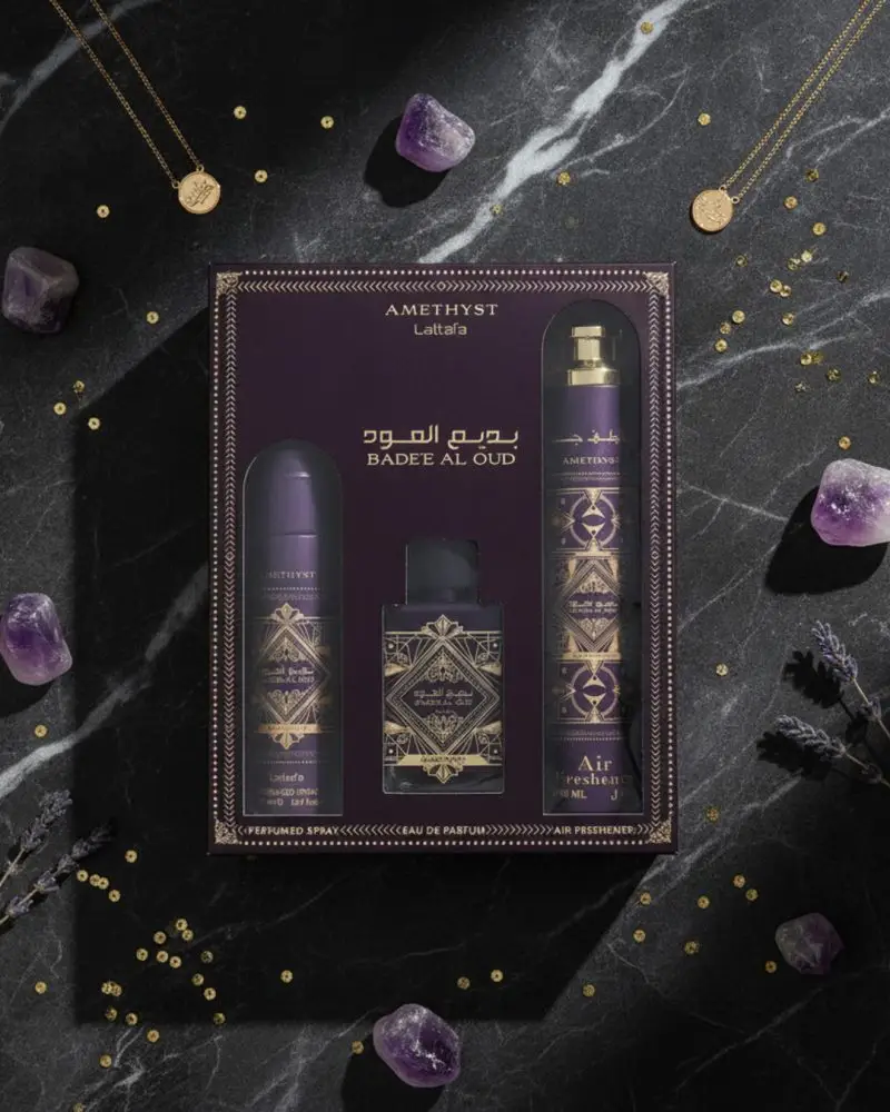 Badee Al Oud Amethyst Gift Set - Lattafa Eau de Parfum(100 ml + 300 ml + 200 ml)