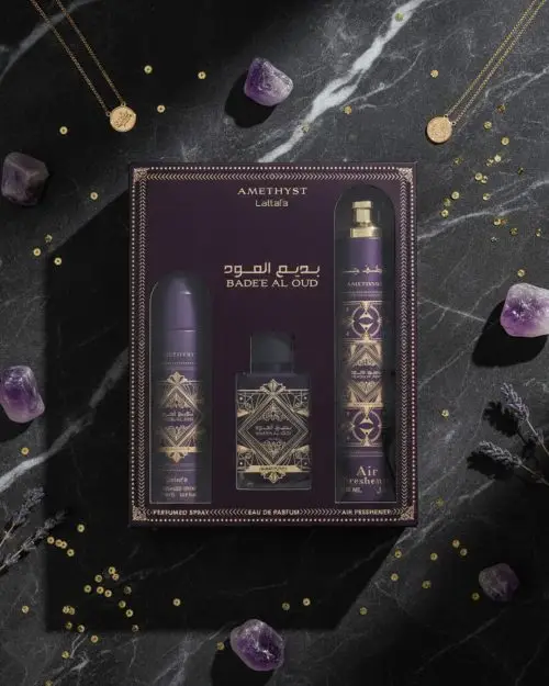 soshify-1786992950917 Badee Al Oud Amethyst Gift Set - Lattafa Eau de Parfum(100 ml + 300 ml + 200 ml)
