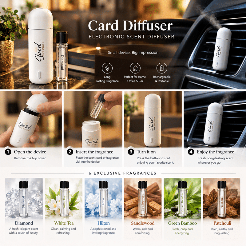 SWID Perfumery Electronic Car Diffuser with 6 Fragrance Scents