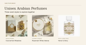 Club de Nuit Milestone, Musamam White Intense, and Honor & Glory in a SWID unisex Arabian perfume guide.