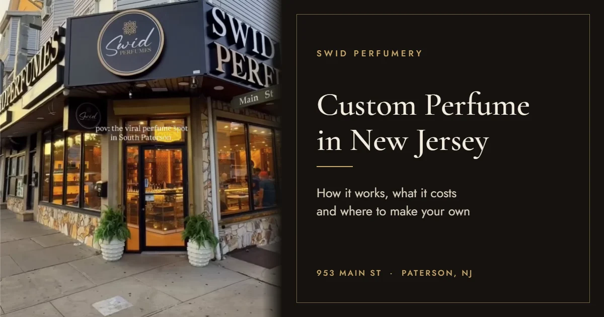 Perfume personalizado en Nueva Jersey: fachada de SWID Perfumery en 953 Main St, Paterson, NJ