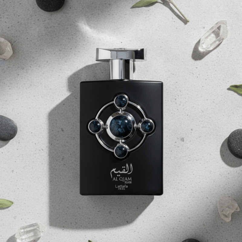Lattafa Pride Al Qiam Silver black bottle with silver detailing